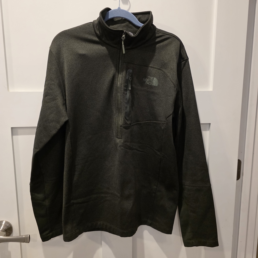 North Face Mens Canyonland Fleece Sweater 1/4 Zip Jacket Pullover Dark Green